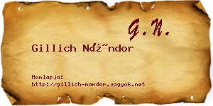 Gillich Nándor névjegykártya
